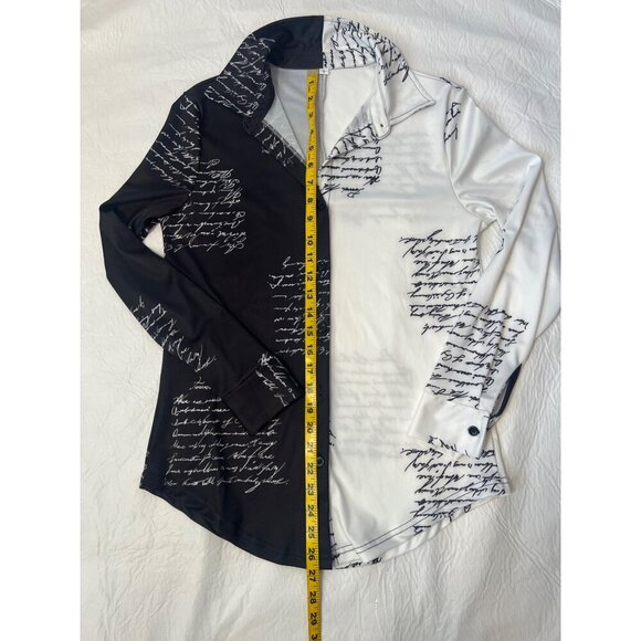 BLOUSE LONG SLEEVE BUTTON DOWN STATEMENT DRESS BLOUSE - Picture 11 of 12